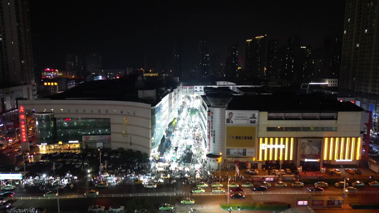  河北邯郸城市夜景灯光城南夜市