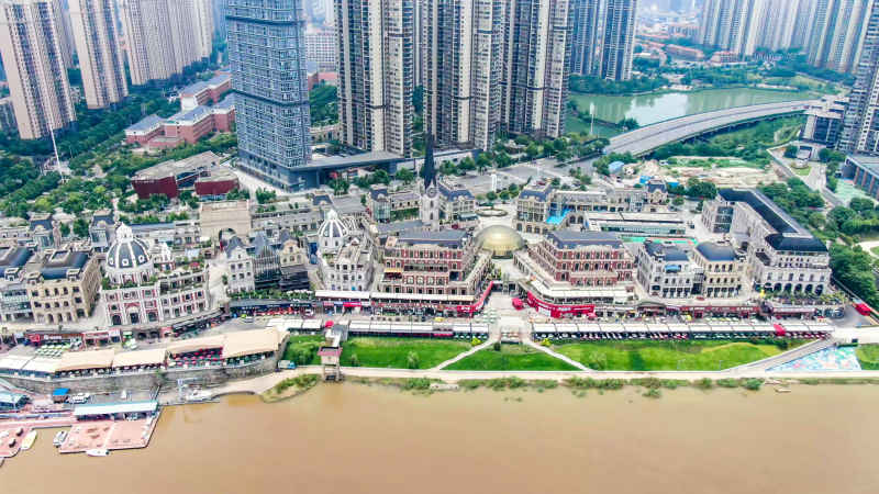 湖南长沙城市风光航拍摄影图 