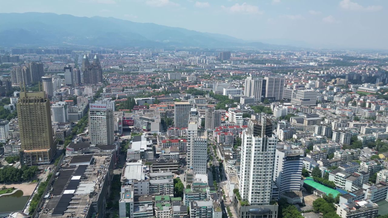 航拍金华江北商圈金华建设