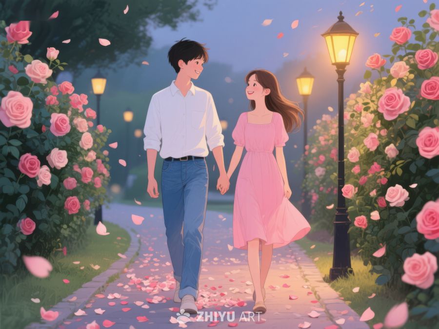 情侣漫步花径，浪漫温馨时刻 551