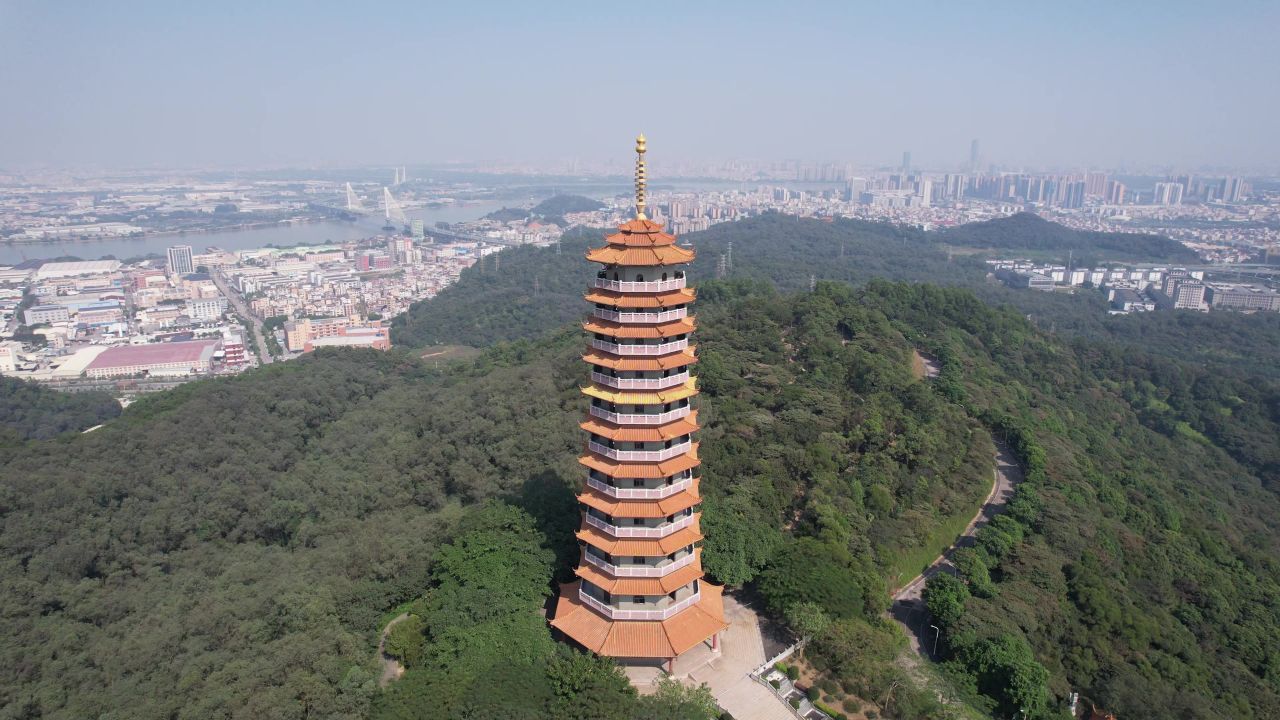  广东江门白水带公园白光塔航拍