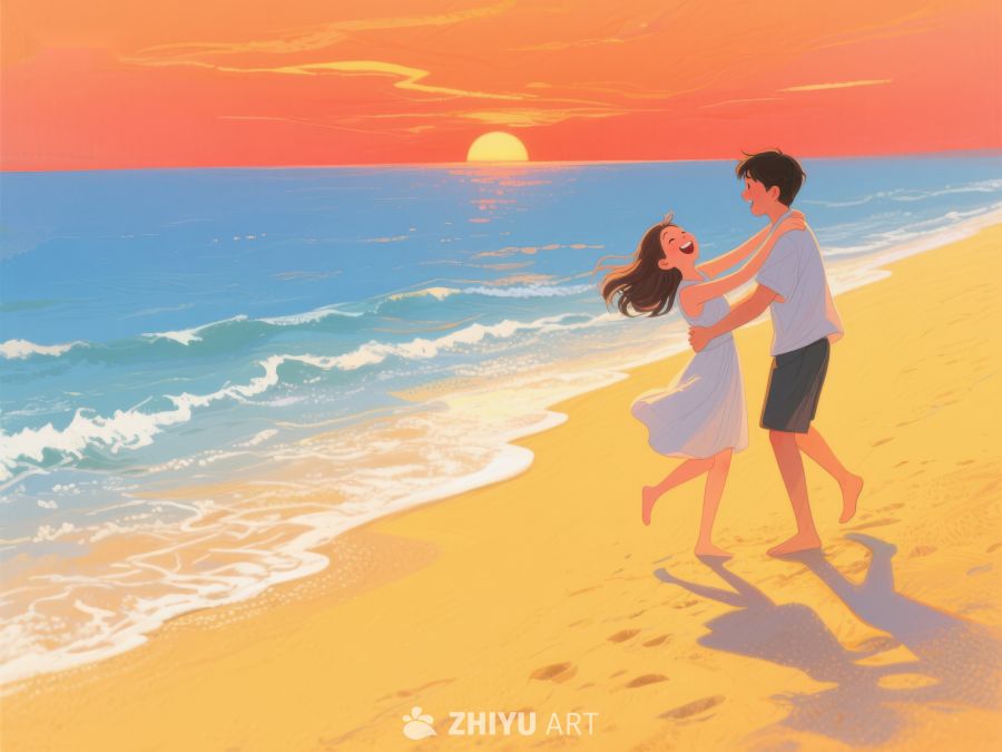 海滩日落下的浪漫舞动 293