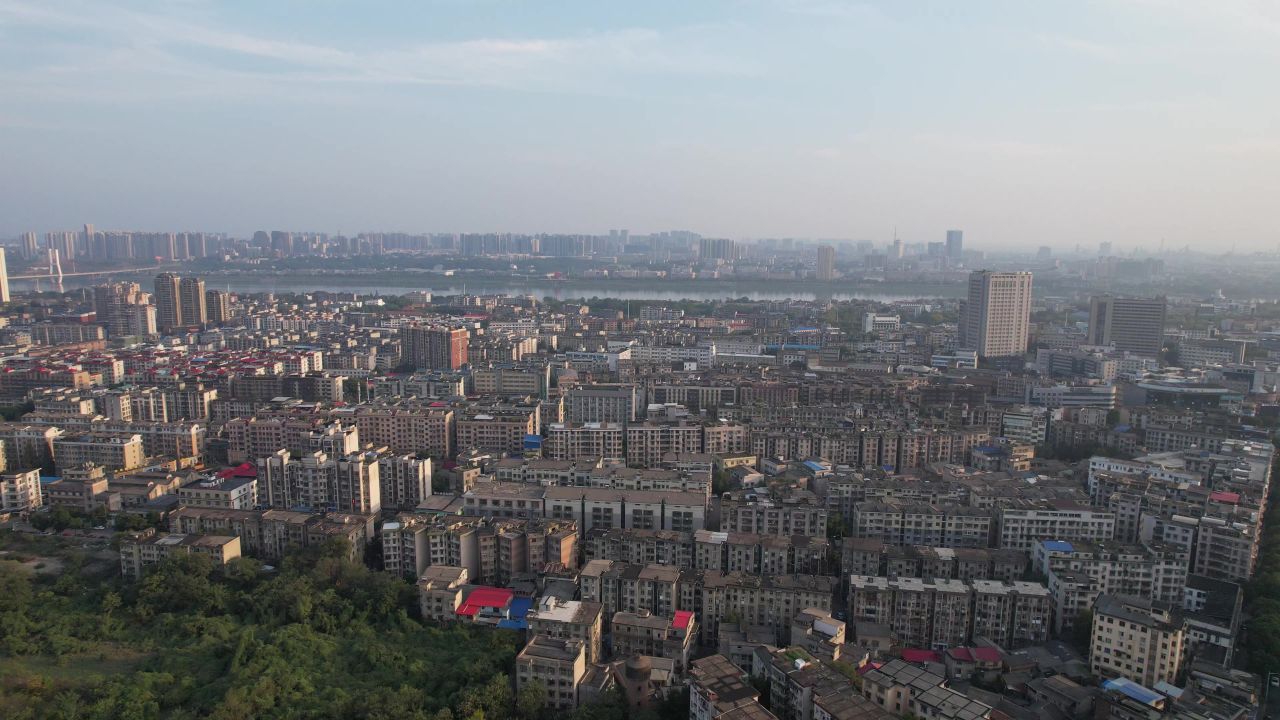 湖南湘潭城市风光城市建设航拍 