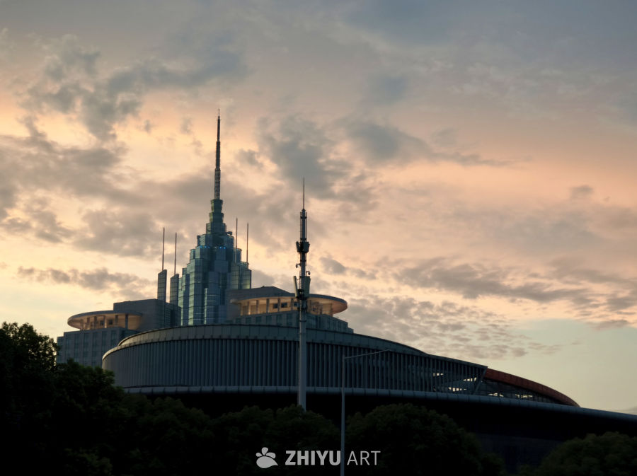 黄昏之时的常州城市