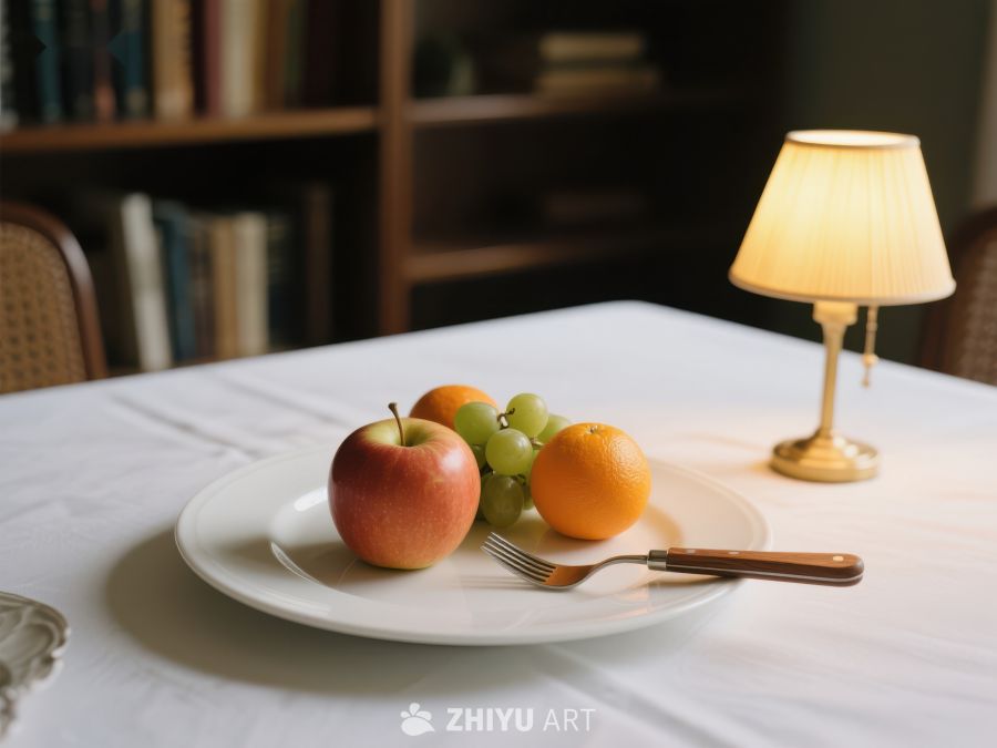 水果盘与温馨台灯 551