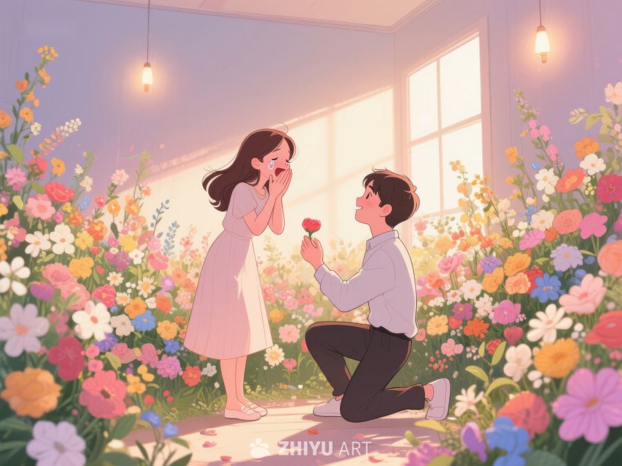 花海中求婚的温馨瞬间 357