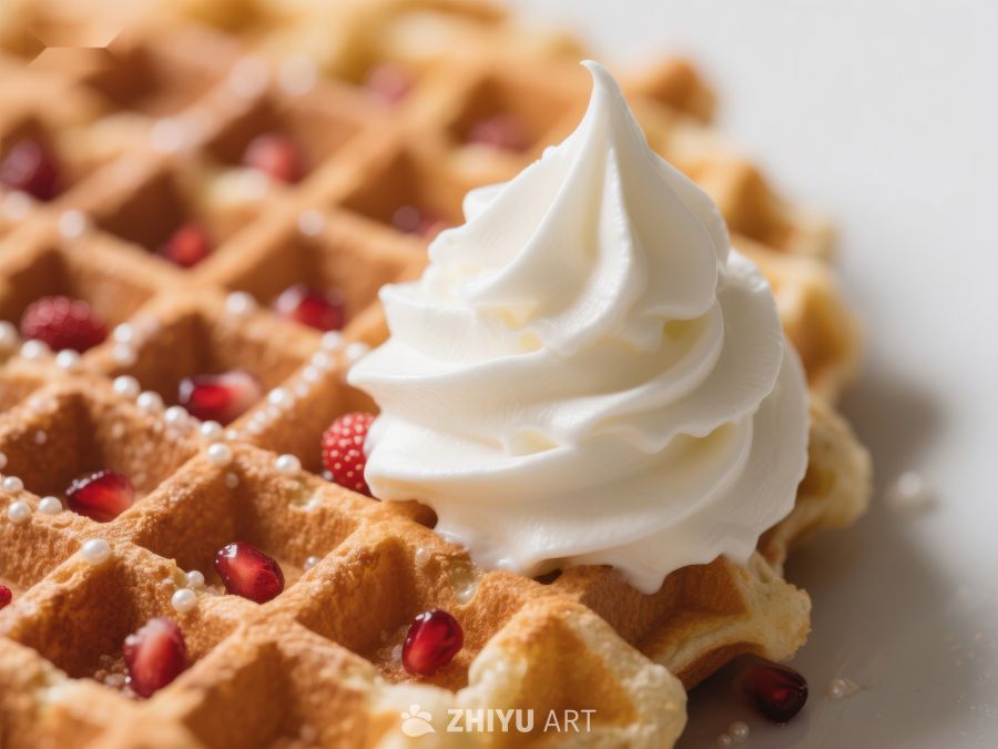 奶油点缀的美味华夫饼 403