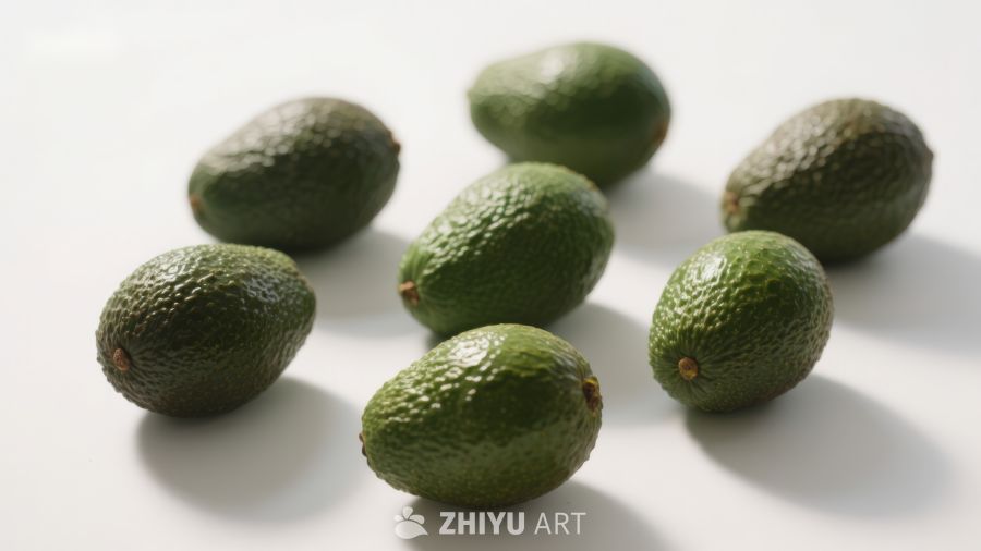 新鲜绿色牛油果静物图