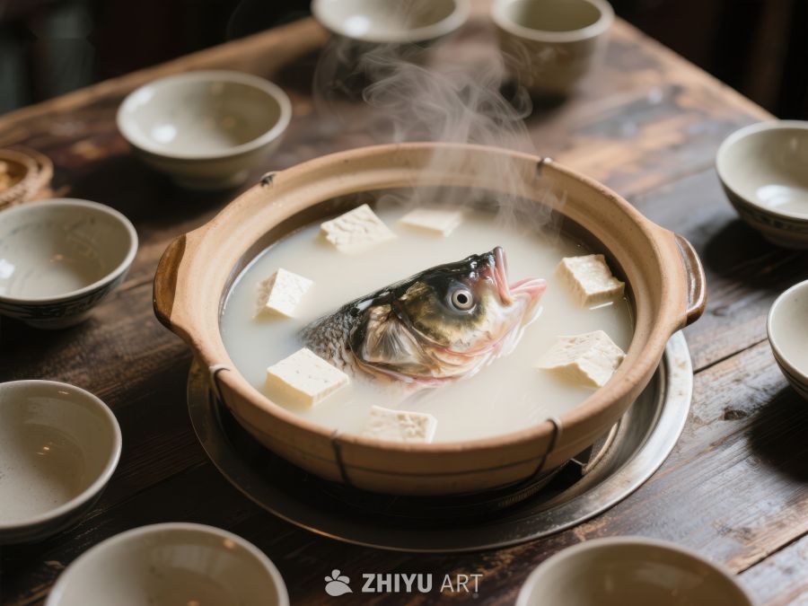 热气腾腾的鱼头豆腐汤 793