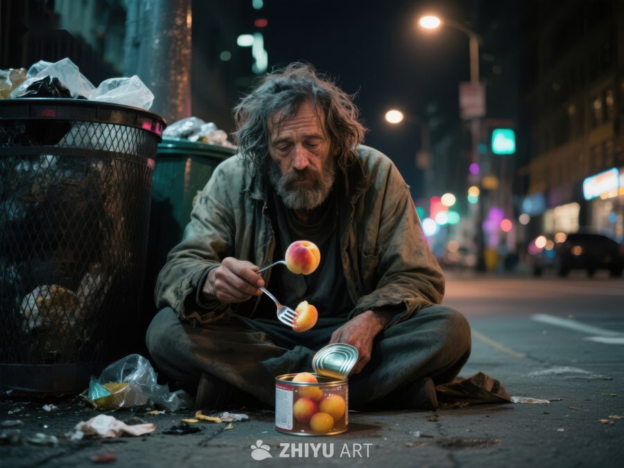 街头夜景中的人正在用餐 211