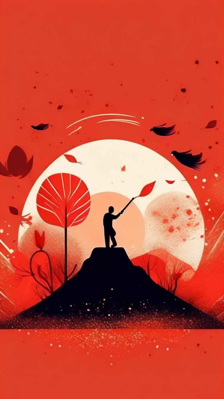 春节新春扫尘简约插画背景 5