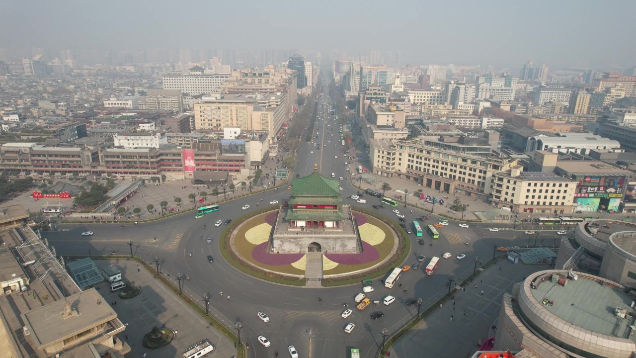  西安钟楼著名旅游景点地标建筑