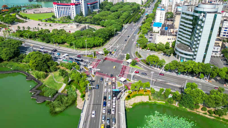 湖北鄂州城市风光航拍摄影图