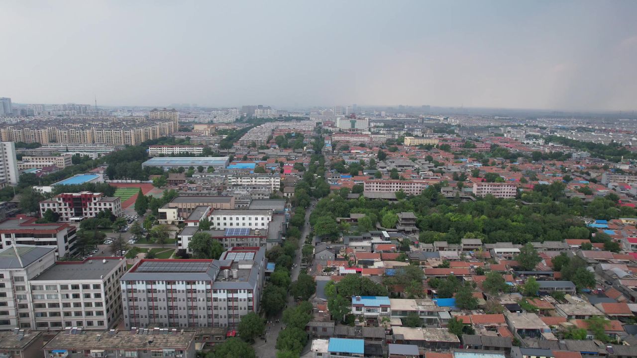 山东青州城市风光青州古城航拍 