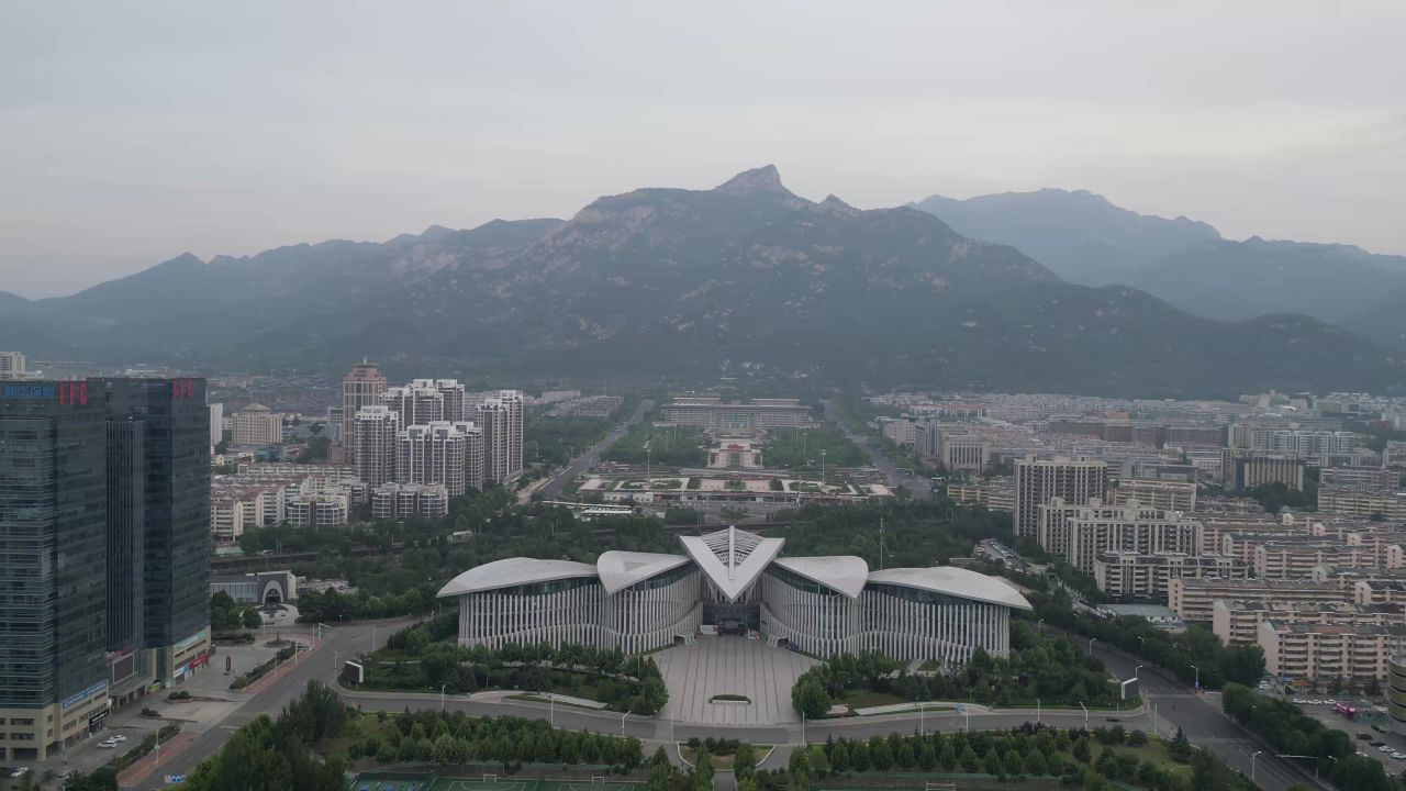 航拍山东泰安文化艺术中心