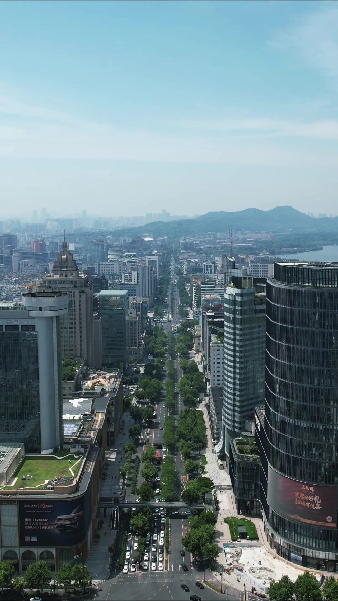 浙江杭州滨江新区城市建设竖屏航拍 
