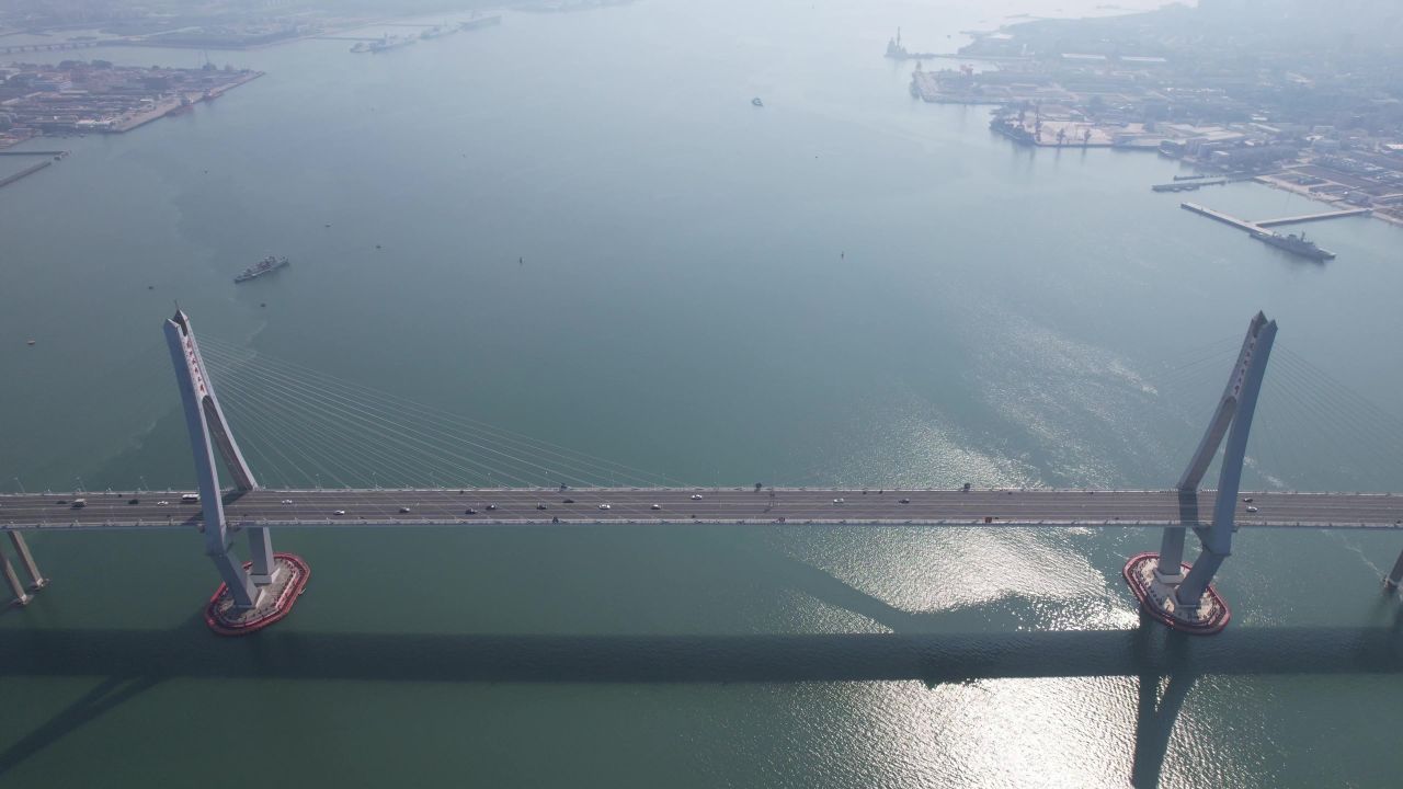 广东湛江湾湛江大桥航拍