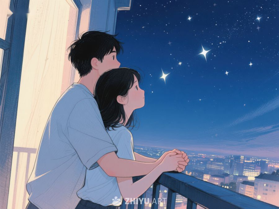 夜空下的情侣眺望 986