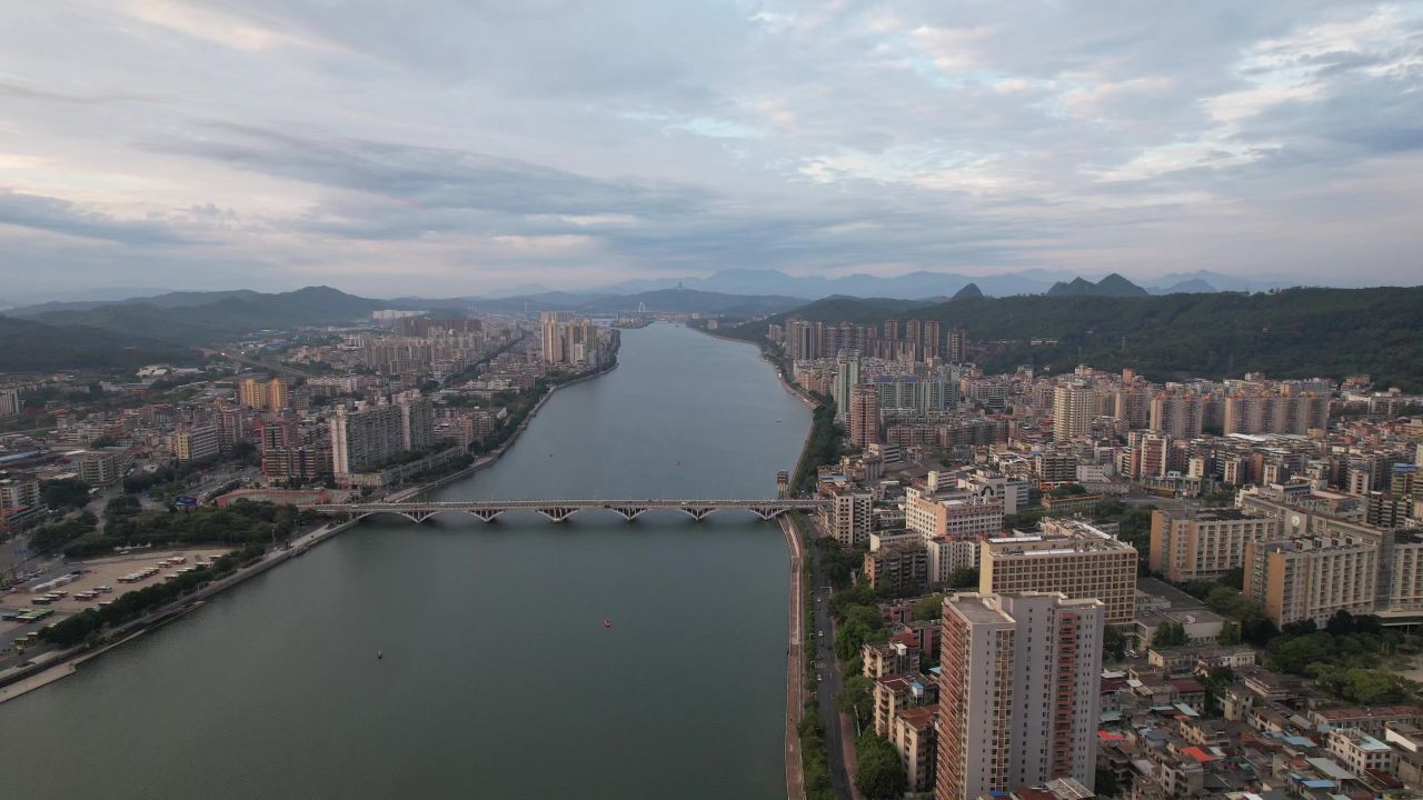 广东韶关城市风光航拍 