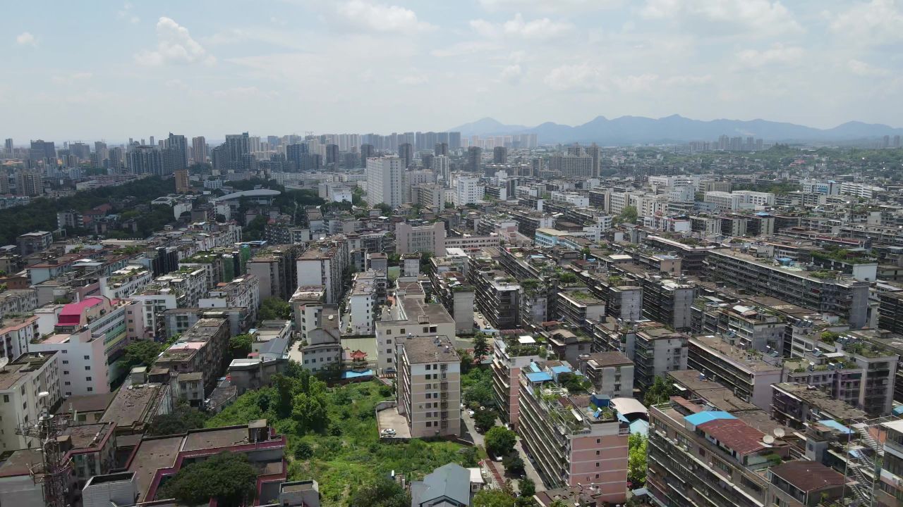 江西赣州城市天际线航拍
