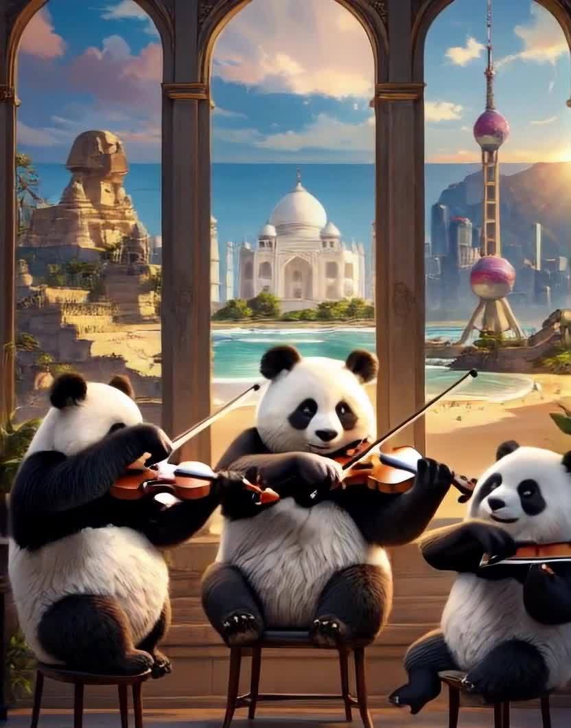 熊猫乐队世界巡演：狮身人面像、泰姬陵、东方明珠
