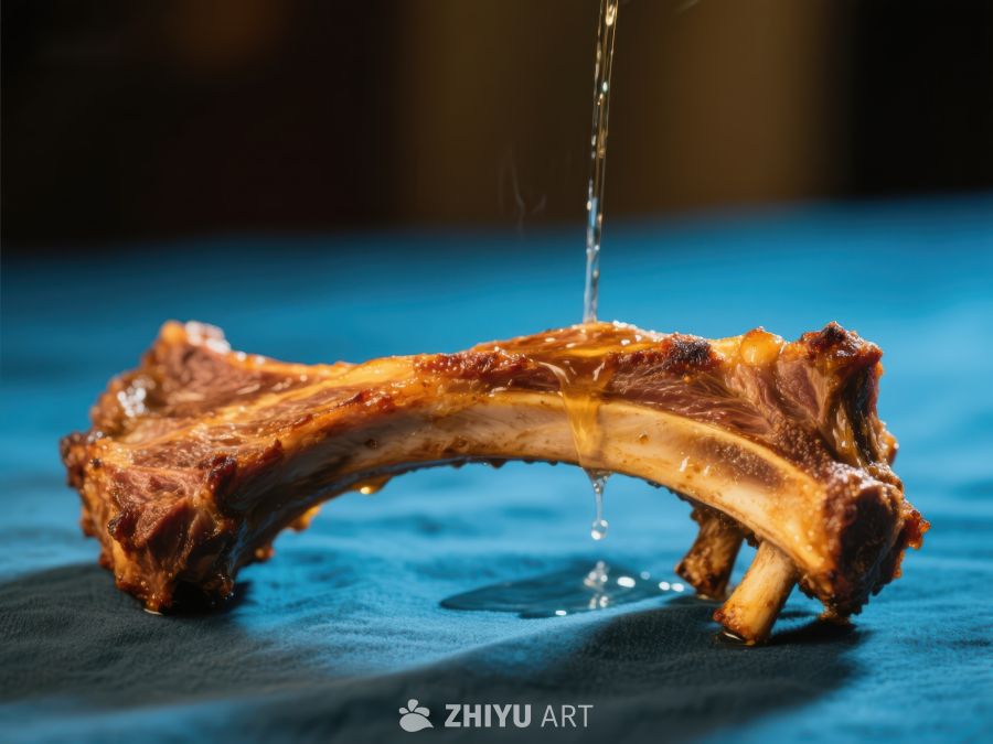 酱汁滴落的烤排骨