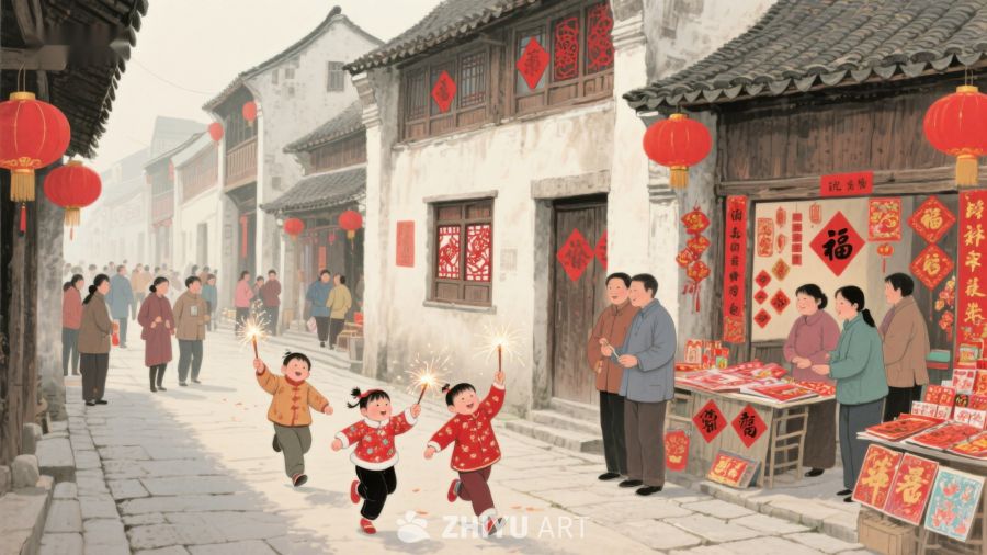 春节街头欢庆场景 111