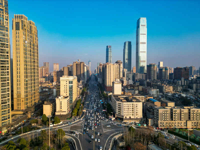 湖南长沙城市建筑高楼交通航拍摄影图