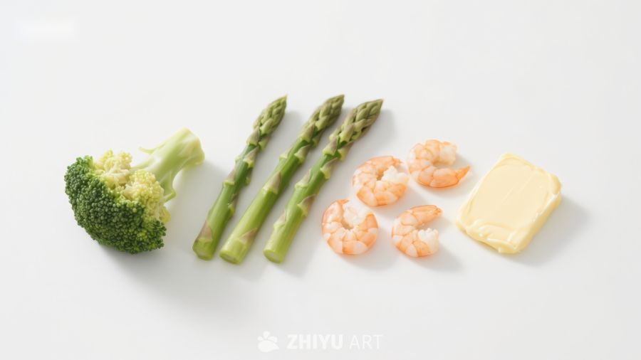 西兰花芦笋虾仁与黄油