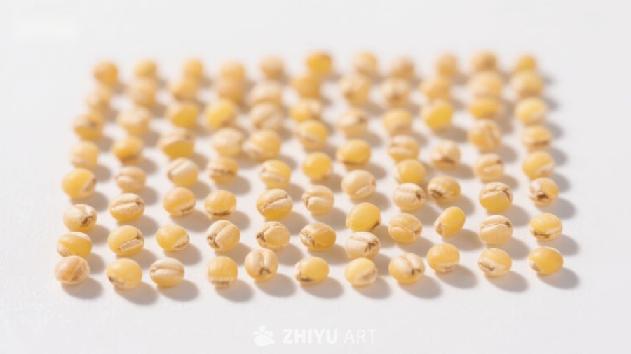 整齐排列的黄色谷粒