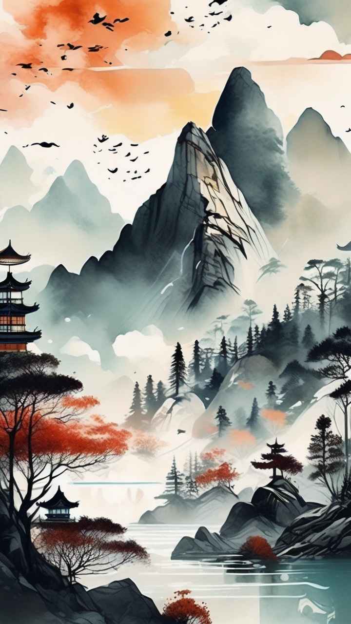 国风山水画背景插画 58