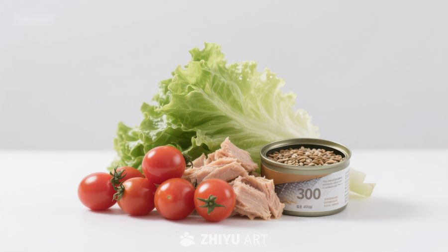 罐装食品与新鲜蔬菜组合