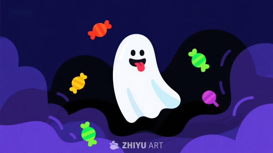 欢乐幽灵与糖果的夜空