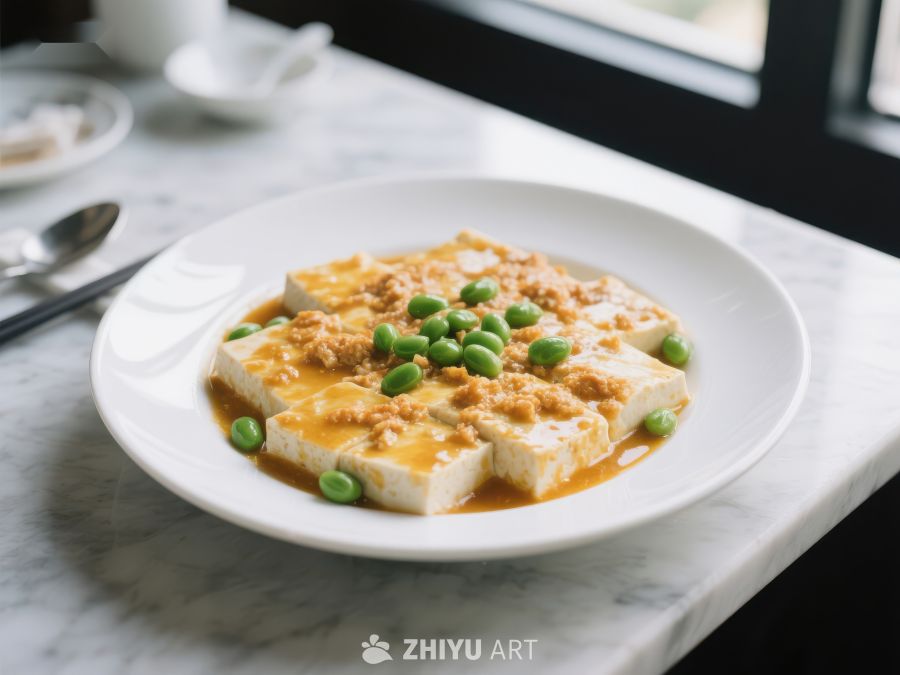 豆腐菜肴配毛豆与酱汁 113