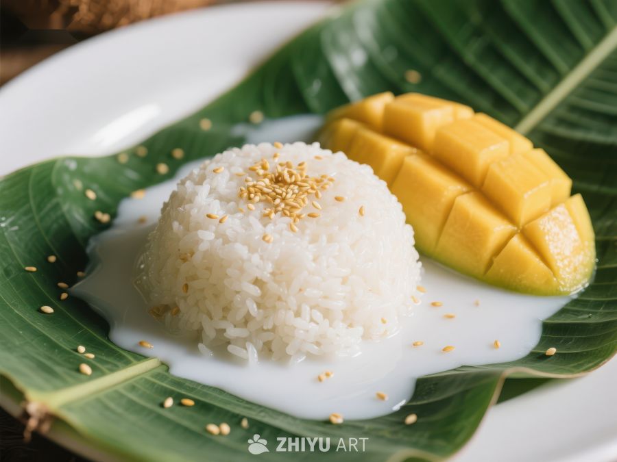 芒果糯米饭，传统泰式甜点 356