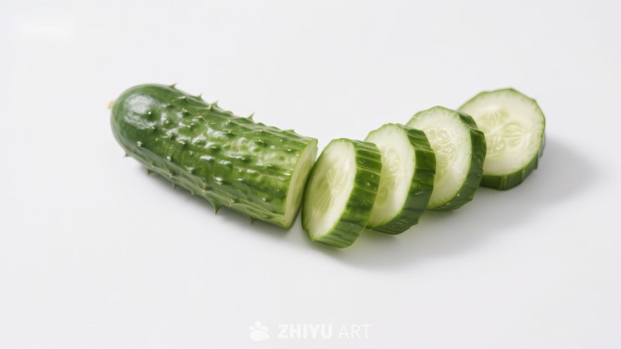 新鲜黄瓜与切片展示