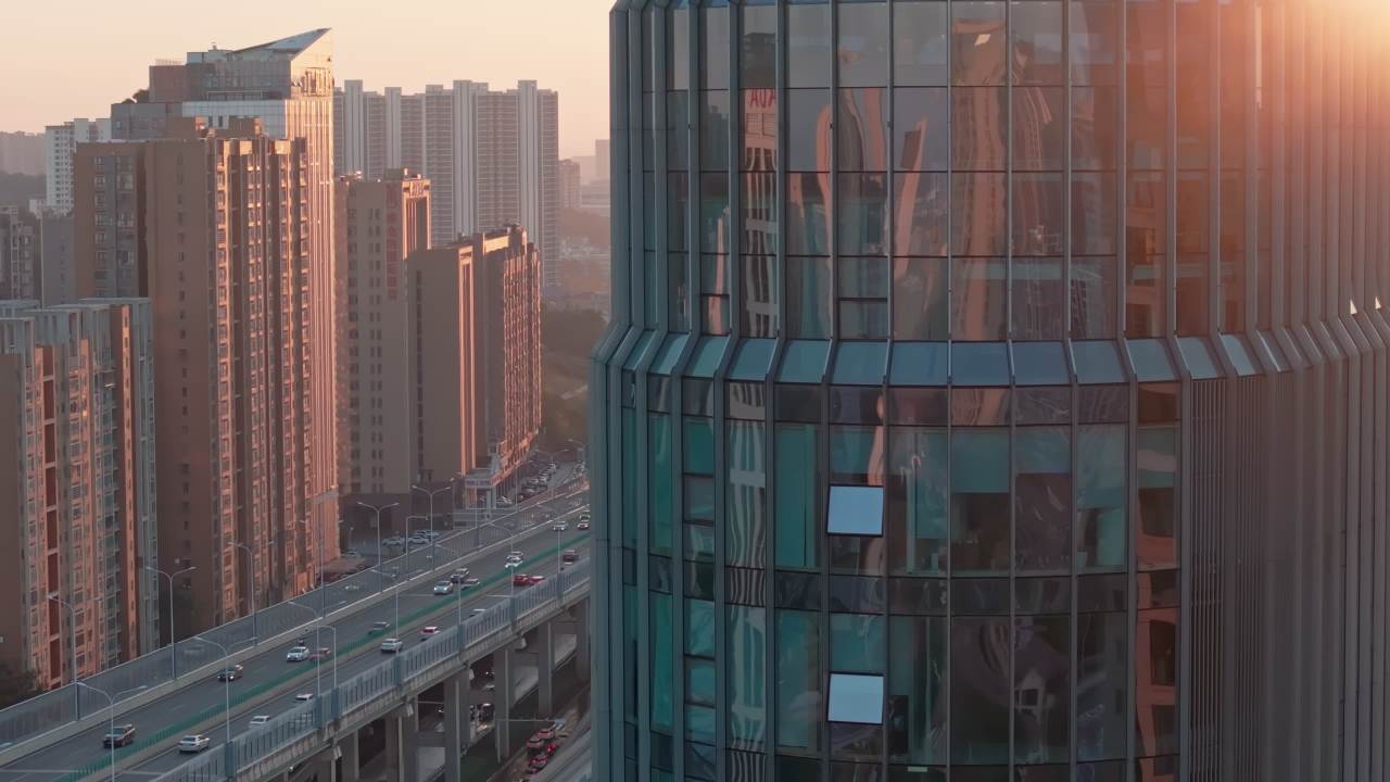 湖南长沙湘府路高架交通车流航拍 19