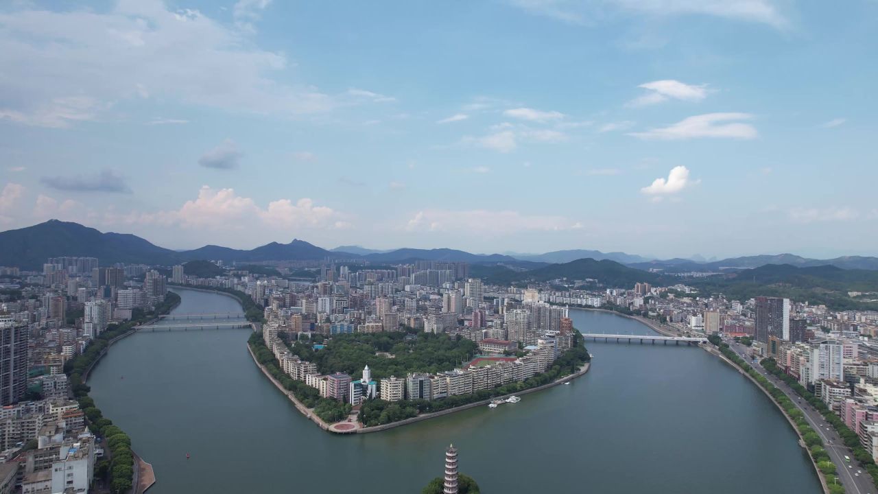 广东韶关城市风光地标建筑航拍 