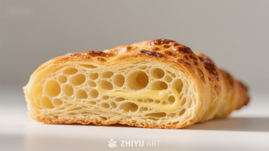 酥脆可颂面包的内部结构