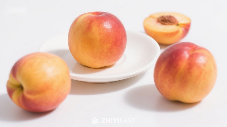 新鲜桃子静物展示