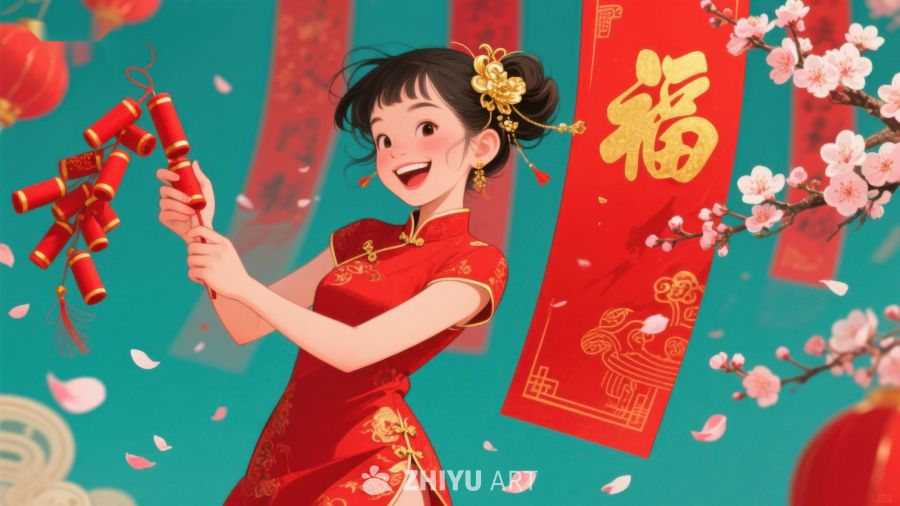 新春佳节，女子手持鞭炮庆祝 1011