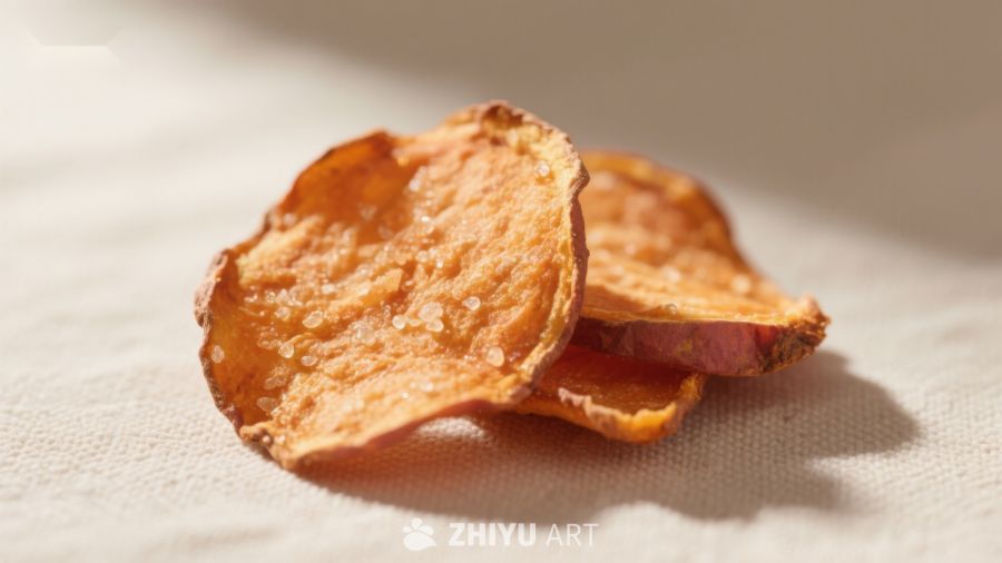 酥脆薯片静置布面