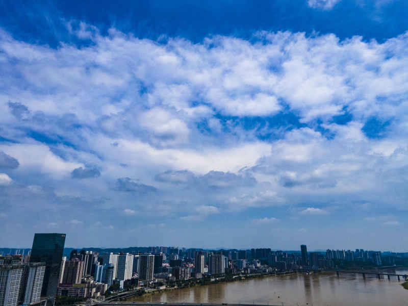 湖南株洲城市风光航拍摄影图
