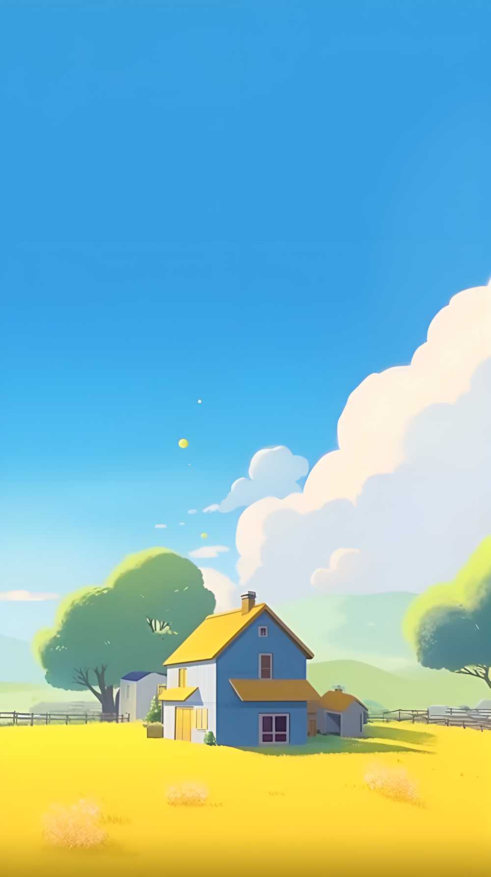 夏季凉爽的插画小草自然美景