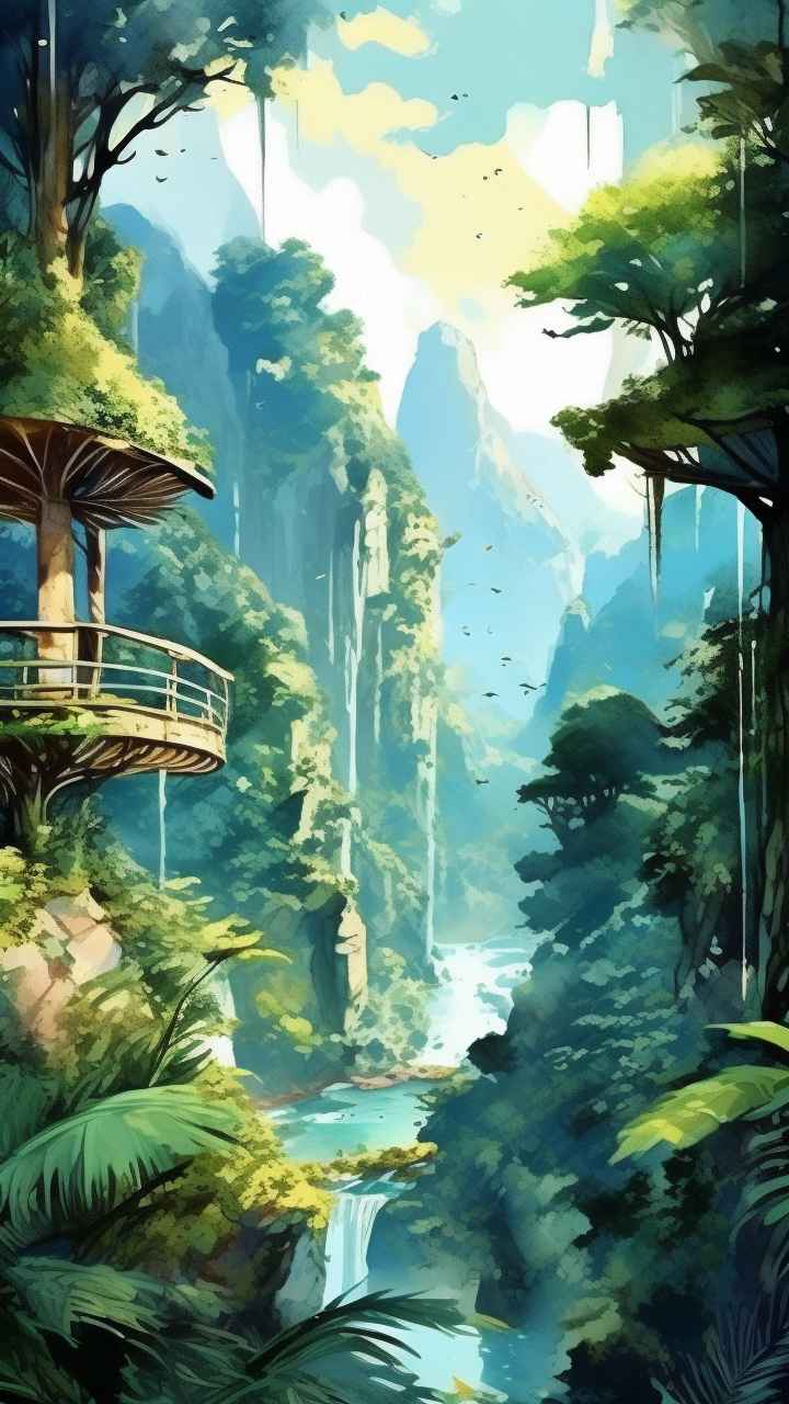 俯瞰热带雨林概念插画 30