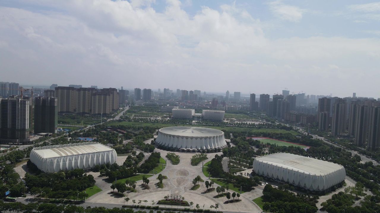 湖北荆州城市风光地标建筑航拍 