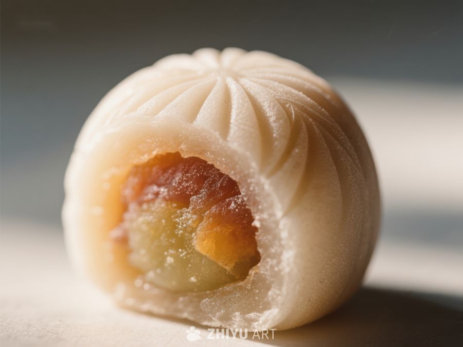 半露馅料的包子特写 3