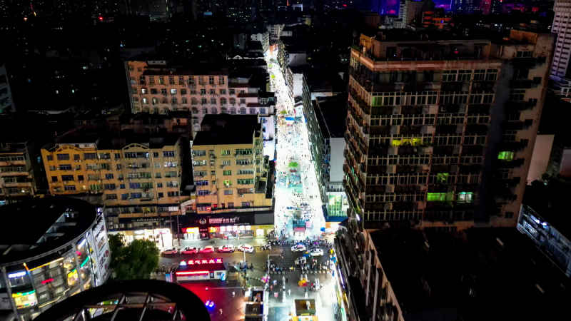 航拍江西九江城市夜景