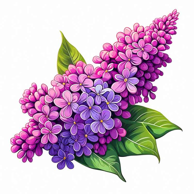 春季紫丁香扁平插画 11