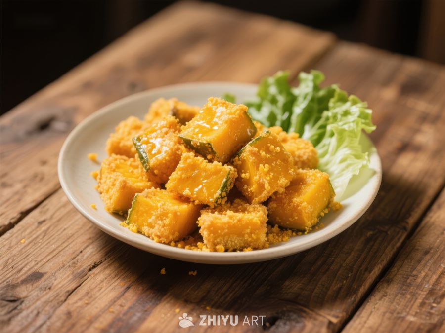 金黄酥脆南瓜块配生菜 371